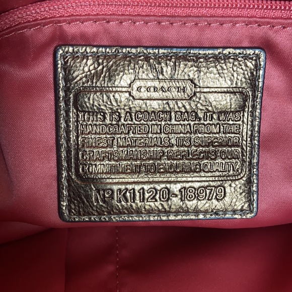 COACH Poppy Metallic Signature Sateen Glam Tote - Picture 8 of 8